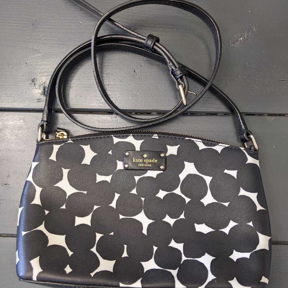 Kate Spade Millie Grove Street Splodge Black and White Polka Dot Bag